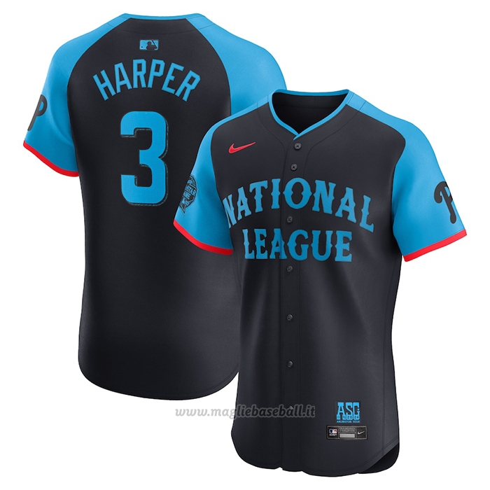 Maglia Baseball Uomo All Star 2024 Bryce Harper National League Elite Blu